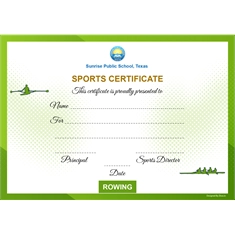School Sports Award Certificate Rowing A4 Size | Use on Laser Printer